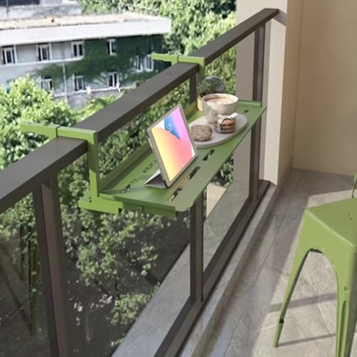 Mesa de bar para balcón al aire libre, mesa de jardín colgante con soporte de metal resistente para barandillas, fácil montaje para balcones y jardines