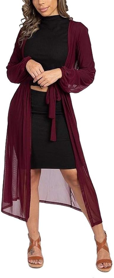 Sheer Mesh Open Front Cardigan, Sexy