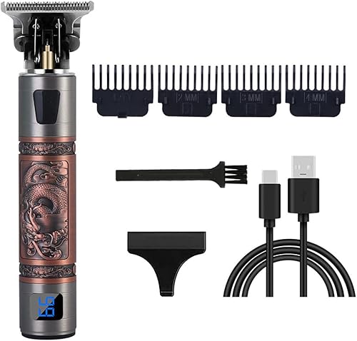 Miniatura 59 de Cortadora de pelo profesional para hombres y mujeres, inalámbrica, recargable, recortadora de pelo, kit de aseo de corte de cuerpo de metal, Cabeza