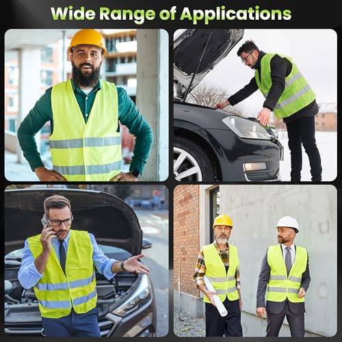 Starvortex Warnwesten Auto 5er, Klettstreifen Leuchtweste Warnweste Erwachsene, Strapazierfähig Sicherheitsweste Auto Damen Herren Kinder, Leicht warnweste Gelb, Atmungsaktiv Große Fahrrad Zubehör