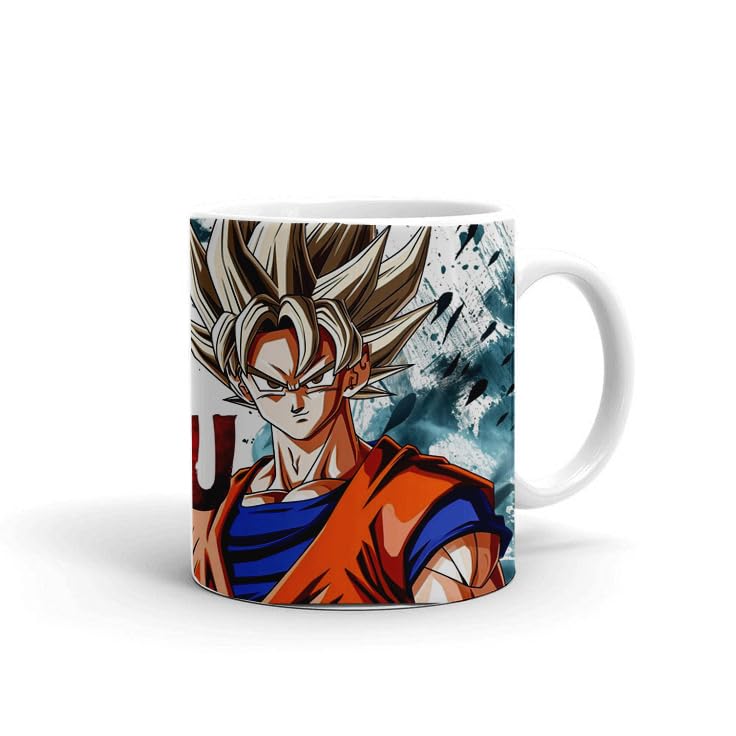 Dragon Ball Super Goku Ceramic Coffee Mug, White, Anime Design with Blue Background-picture-53