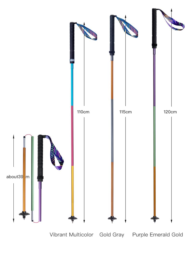 AONIJIE 2-Pack Faltbar Z-Wanderstöcken ultrakompakt Trekkingstöcke für Trekking, Wanderungen, Reisen