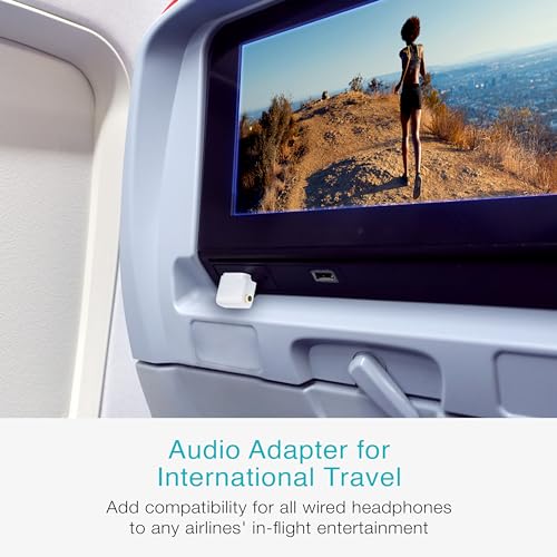 Image of MEE Audio Airplane Headphone Adapter for in-Flight Entertainment Systems - Dual 3.5mm Male to 3.5mm Female - Works with Headphones, Headsets, and Bluetooth Adapters (2 Pack), White
