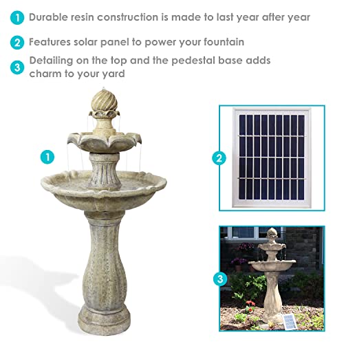 image for Sunnydaze 45-Inch 2-Tier Arcade Solar Fountain with Battery Backup and