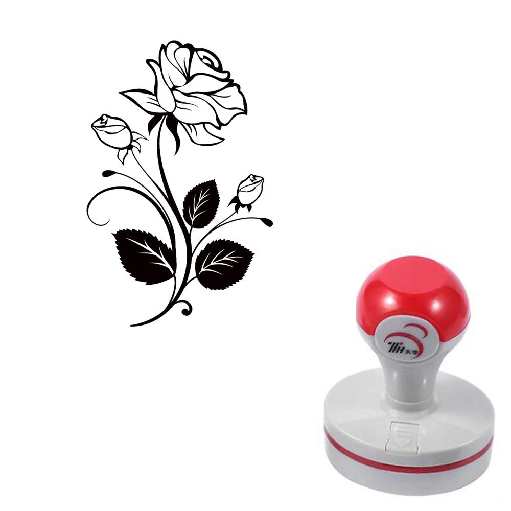 Seasonstorm Rose Flower Self-Inking Photosensitive Planner Scrapbooking Stamps for Card Making Bullet Journal Art Supplies Round 1.6 inches Black Ink