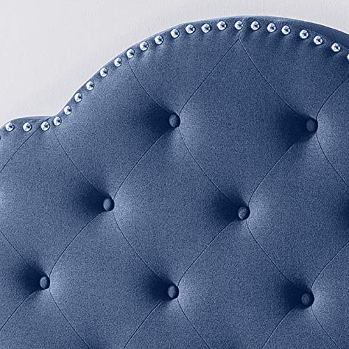 Christopher Knight Home Gentry Queen-Size Bed Frame Fully-Upholstered Button-Tufted Navy Blue #TOP4