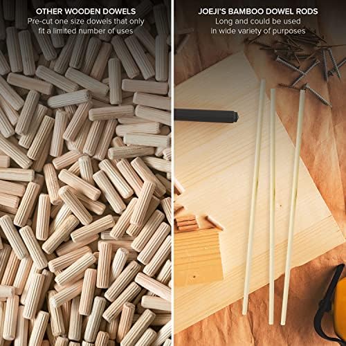 Joejis 120 Pack Bamboo Wooden Dowel Rods - Unfinished Natural Wooden Sticks for Crafts 15cm x 3mm
