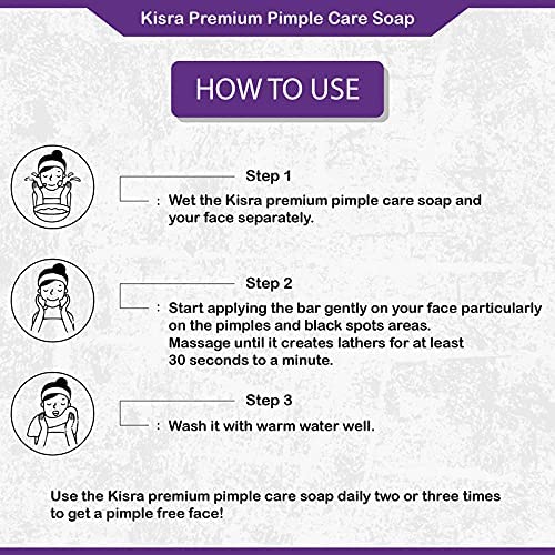 Image of Kisra Premium Acne Prone Skin - Controls Acne Development - Clears Out Clogged Pores - Formulated Specially To Create A Barrier Against Acne Development - Pimple Care Soap (Pack Of 9) SH-7711