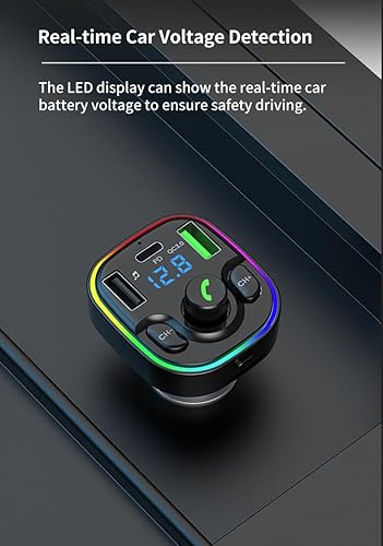 Miniatura 5 de GXY KIT Adaptador de transmisor FM Bluetooth 5.3 para automóvil, adaptador Bluetooth para automóvil con cargador rápido PD 30W y QC3.0 18W, audio de