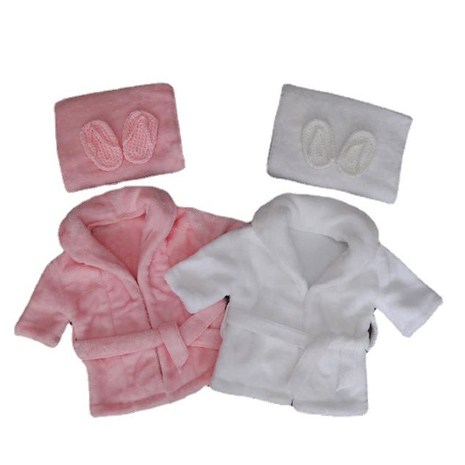 Juego de albornoces para fotos de bebé recién nacido con toallas para niños y niñas de 0 a 6 meses, color blanco