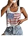 Women's Sexy American Flag Crop Tank 4th of July Patriotic Sleeveless Tee Tops (White,M)