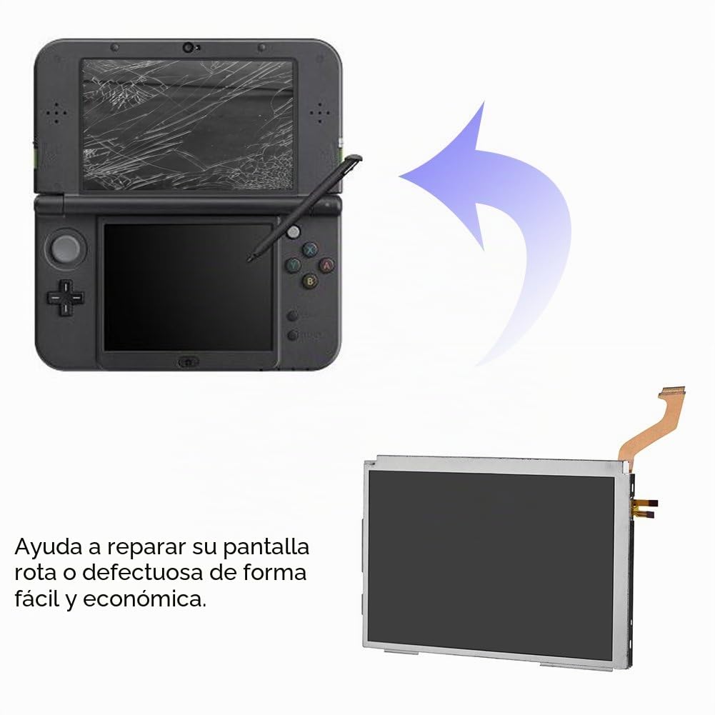 Zerone Pantalla LCD Superior para 3DS XL, Pantalla LCD Superior de Cristal Pantalla LCD Reemplazo de Pantalla Superior para 3DS XL