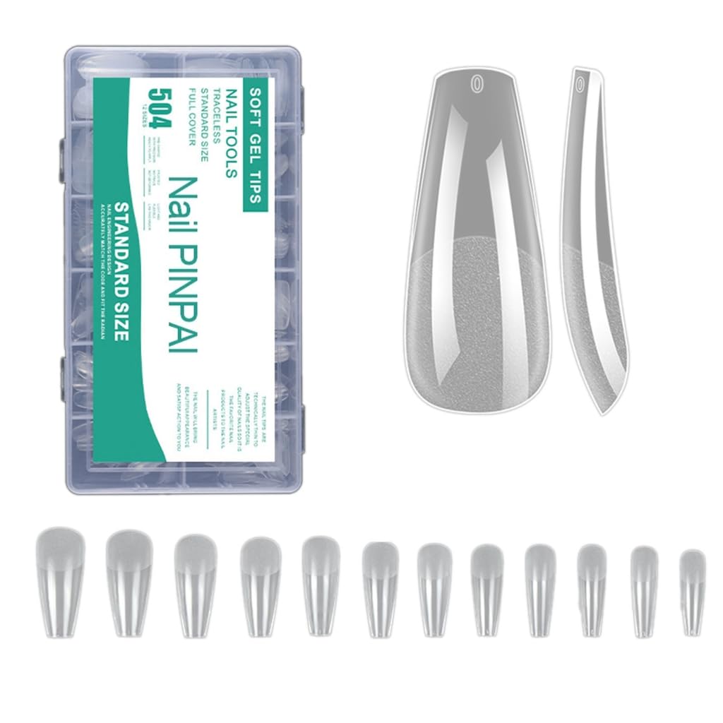 Matte False Nails Tips,Pre-File Full Covers Soak Off Gel Fake Nails Tips for Nails Extensions 12 Sizes