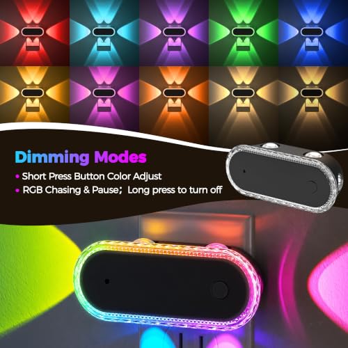 Image of Briignite Night Light Projector, RGB Night Lights Plug into Wall 2 Pack | Plug in Night Light, Dusk to Dawn Sensor Light, Dynamic Marquee Light, Dimmable Nightlight for Bedroom, Home Decor