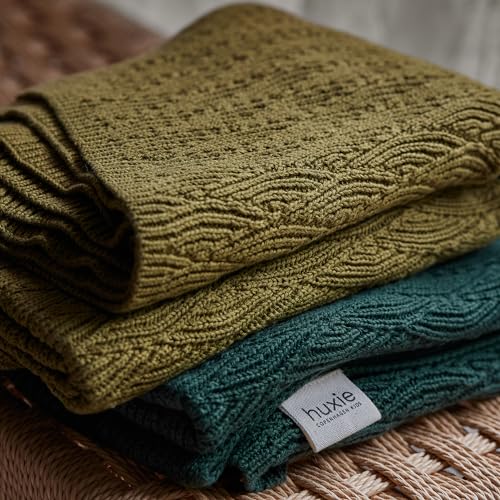 Image of 100% Organic Cotton Knit Receiving Baby Blanket for Newborns - Soft, Breathable Blanket for Crib & Stroller - Nursery Gift (Forrest Green)