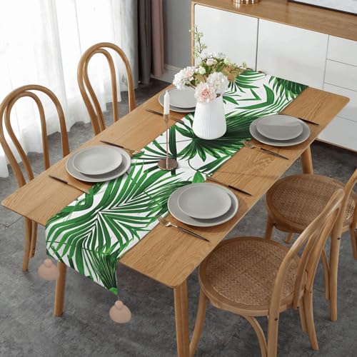 Chemin de table imprimé palmier en lin résistant de taille unique