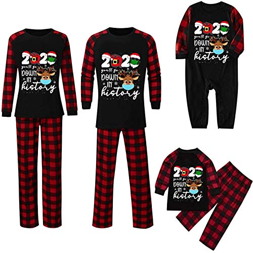 2020 Quarantine Christmas Pajamas Set for Family, Christmas Family Matching Pajamas Set Red Plaid Reindeer PJS (XL/Women, #5)