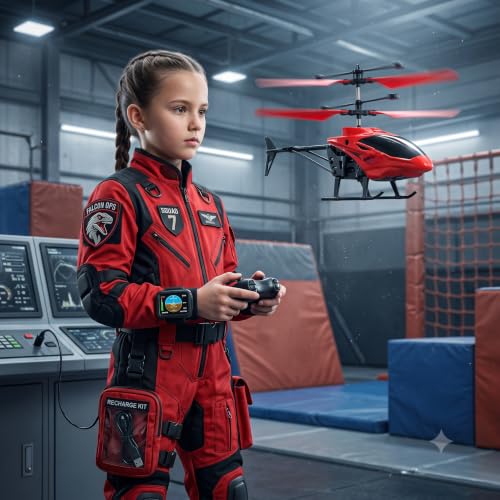 Image of RC Helicopter Toy with Remote Control for Kids, Red