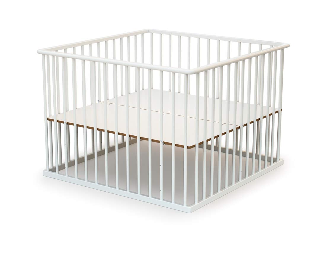 WEBABY - Parque madera fijo de 100 x 100 Blanco