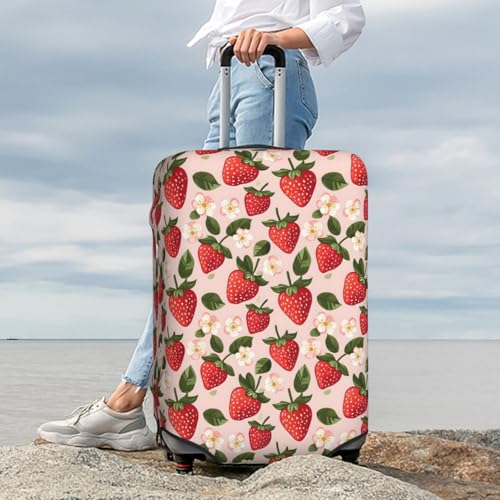 Strawberry Flower Print Travel Luggage Covers, Washable Suitcase Covers Protector for Luggage 18-32 Inch High Elasticity 7
