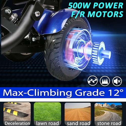 Image of Mobility Scooters for Seniors - 4 Wheel Foldable Portable Electric Scooter, Collapsible & Motorized, 500W Dual Motor, 30-Mile Range, 11 MPH, All-Terrain Folding Mobility Scooter Lightweight for Adults