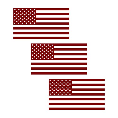 Image of American US Flag [Pick Color /Size] Vinyl Decal Sticker for Laptop /Car /Truck /Window /Bumper (7.5in x 4.2in [3-Pack], Matte Maroon)