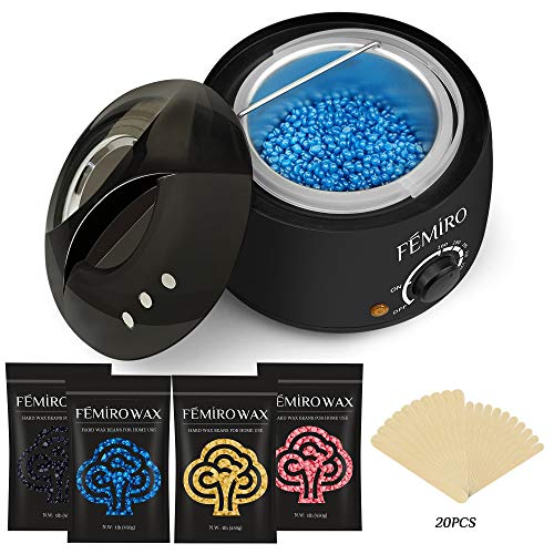 Wax Warmer, Femiro Hair Removal Home Waxing Kit with 4 Flavors Stripless Hard