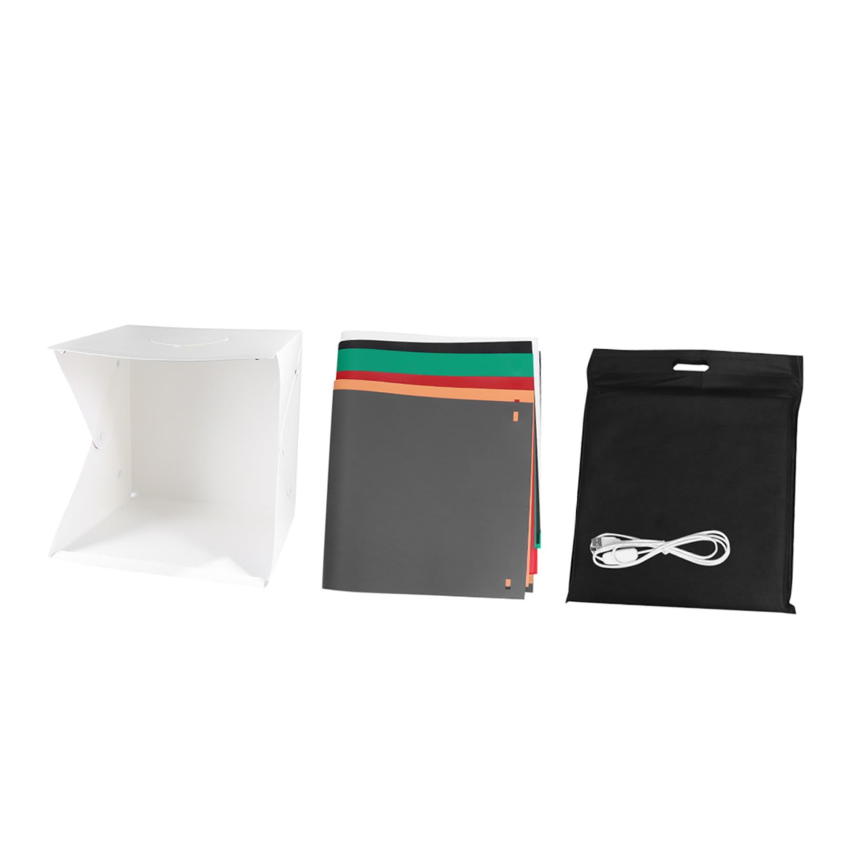 Box Fotografico Pieghevole 40cm Luce LED Regolabile | Bianco, Pvc e Poliestere, Struttura Portatile, Sfondo per Scarpe e Orologi, Kit Compatto da Studio