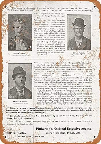 UFceLl 8 x 12 Metal Sign - 1904 Pinkerton's Wanted Poster for Butch Cassidy and Sundance Kid - Vintage Look Reproduction 2