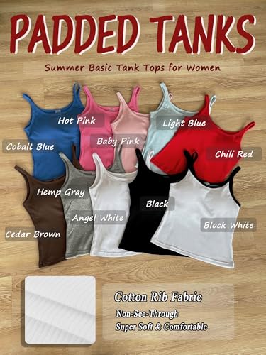 Danysu Women's Tank Tops with Bulit in Bras Scoop Neck Ribbed Fitted Knit Crop Halter Tops Spaghetti Strap Camisole2