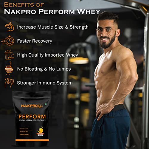 Image of NAKPRO NUTRITION Perform Whey Protein Concentrate | 2kg Mango | 24g Protein, Trustified Certified