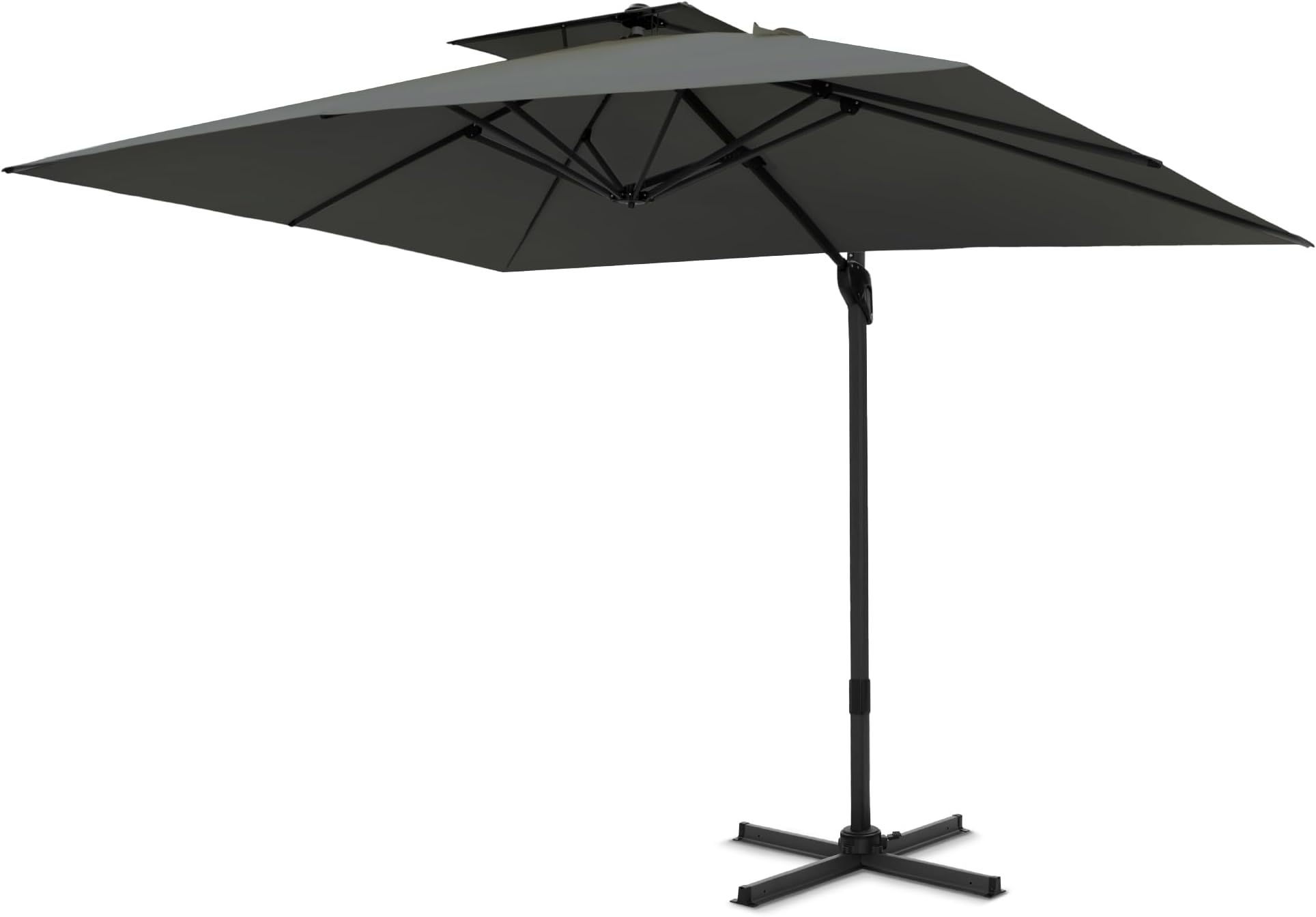 PHI VILLA Cantilever Patio Umbrellas, Outdoor Large Square Umbrellas with 360°Rotation, Heavy Duty Hydraulic Double Umbrella Windproof for Outside, Pool, Deck, Garden, Porch