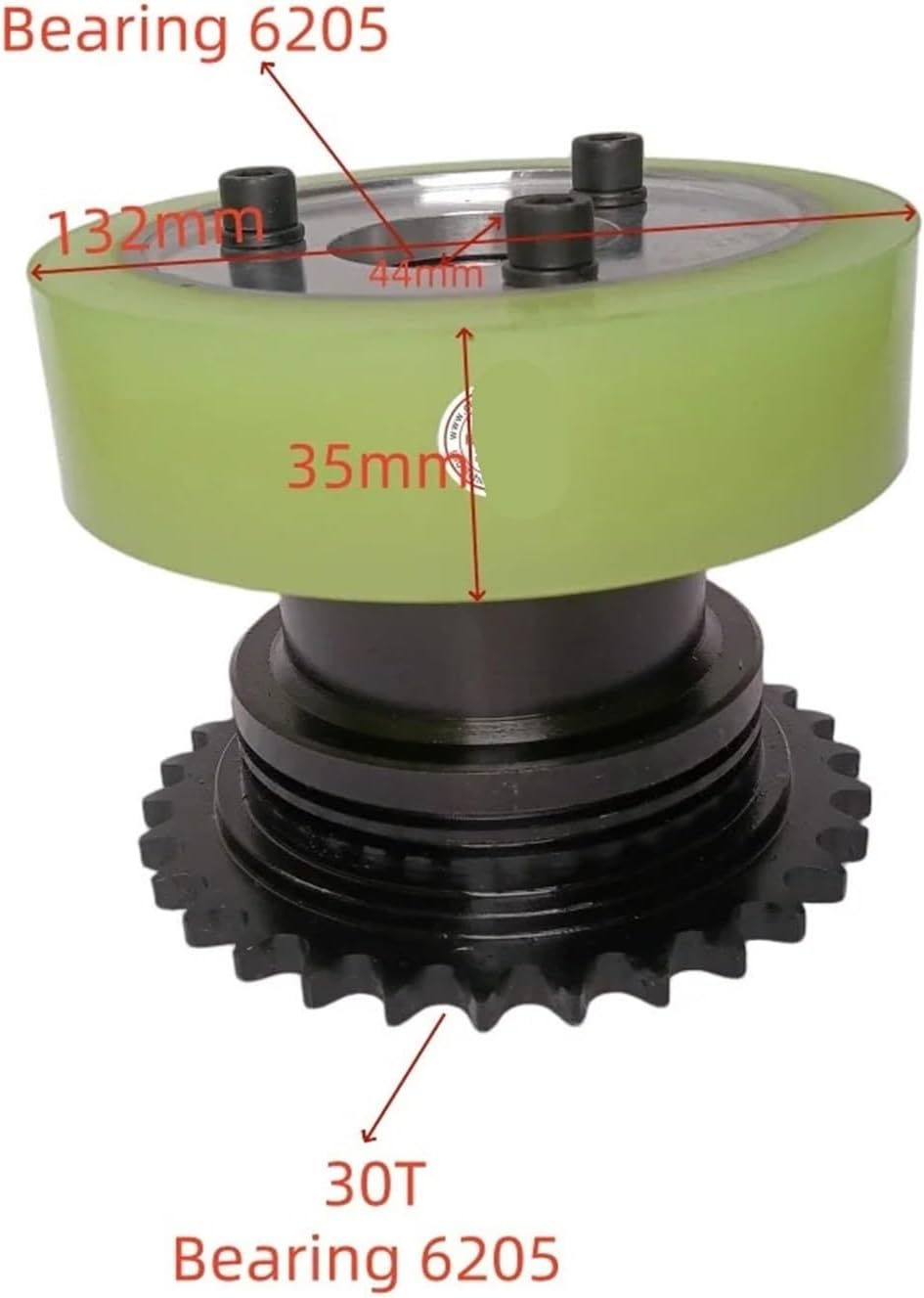 Escalator Drive Roller Sprockets Gear 30T 132 * 35 * 44 Wheel OD 132mm W 35mm ID 44mm Bearing 6205 Elevator Spare Parts
