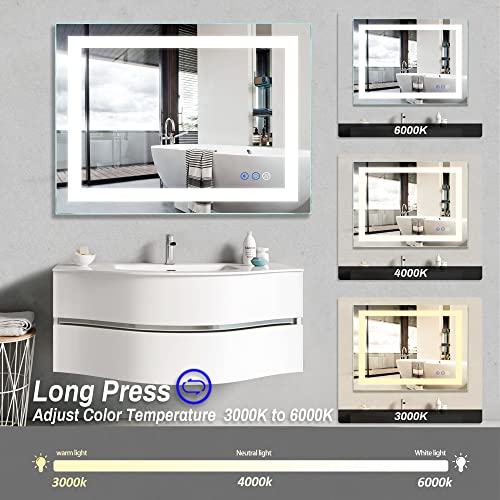 Miroir de salle de bain LED haut de gamme à intensité variable réglable