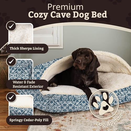 Image of Snoozer Rectangle Cozy Cave Dog Bed, Hooded Dog Bed, Ramey Oxford (S)