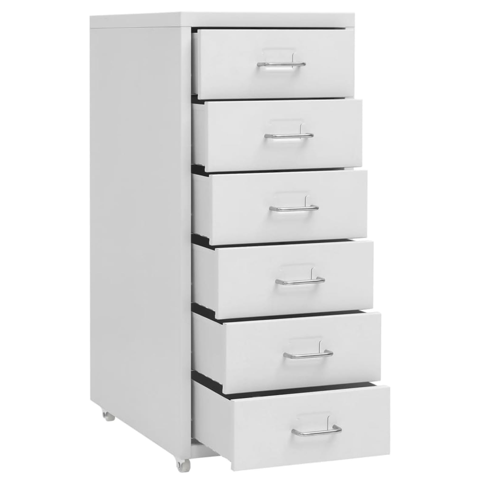 Homgoday Metall Aktenschrank mit Rollen Grau 28x41x69 cm 6 Schubladen Büroschrank für Aktenordnung und Büroorganisation 335917