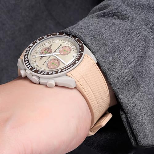 Image of Silicone Rubber Bands for Omega X Swatch Moonswatch Watch Strap 20mm Curved End Weave Style Premium Silicone Rubber Replacement Strap Women Men,for Omega Swatch Moonswatch Speedmaster