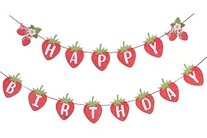 SUNBEAUTY Strawberry Happy Birthday Banner