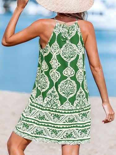 Image of CUPSHE Women Halter Summer Dress Back Self Tie Sun Dress Casual Holiday Vacation Beach Paisley Boho Short Mini Dress