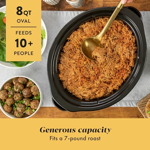 Crock-Pot Large 8-Quart Programmable Slow Cooker with Auto Warm Setting Black Stainless Steel