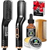 Beard Straightener,Hair Straightener Brush,UPGRADED 3 in 1 Beard Straightening Comb w/FREE Beard Balm and Beard Guide E-Book,Unique Stocking Stuffers Gifts for Men Women Him