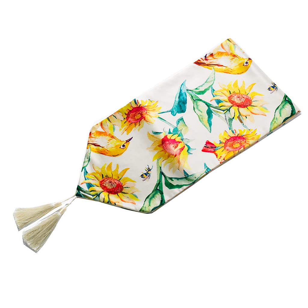 Chemin de table moderne luxe oiseaux et pompons pour une table chic