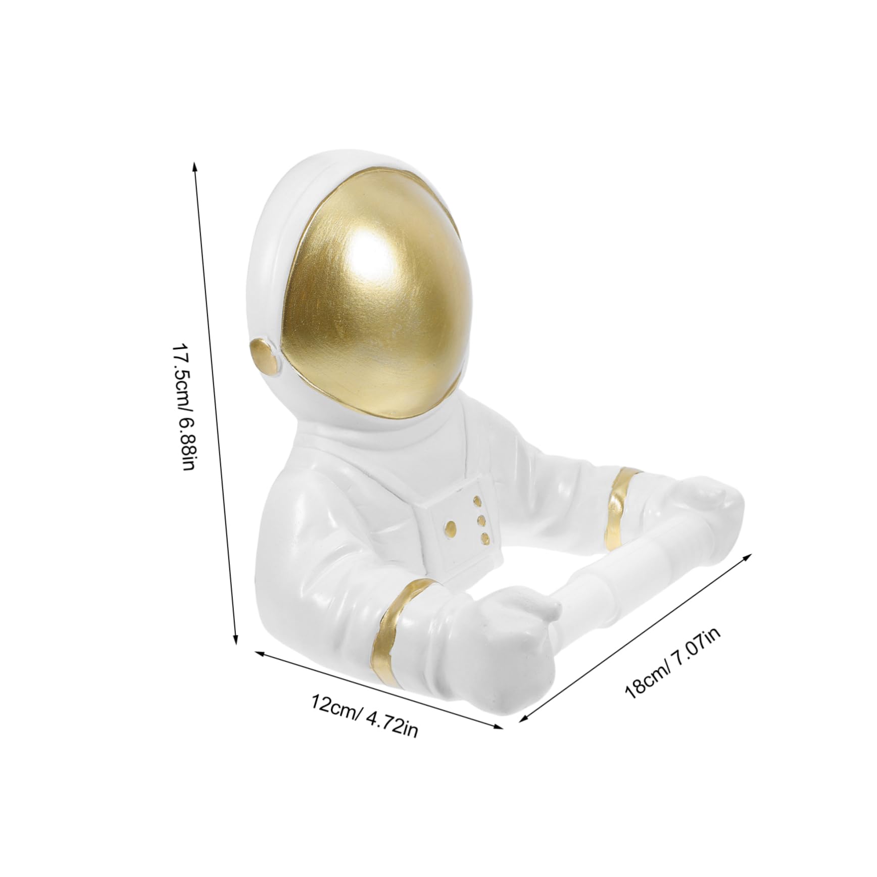 Resina Portarrollos de Papel sin Perforar Astronauta, Dorado