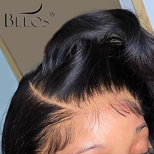 BEEOS SKINLIKE Real HD Lace Wig, 13x4 Full Frontal Skin Melt Invisible Lace Body Wave Wig 150% Density Pre Plucked Bleached Knots Natural Hairline 12A Unprocessed Human Hair 20 Inch