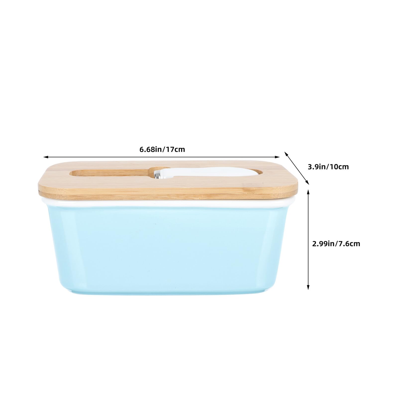 Veemoon Beurrier Rectangulaire en Céramique 600 Ml avec Couvercle Hermétique en Bois et Couteau Intégré Beurrier Décoratif pour Réfrigérateur Cuisine Conservation Optimale du Beurre et