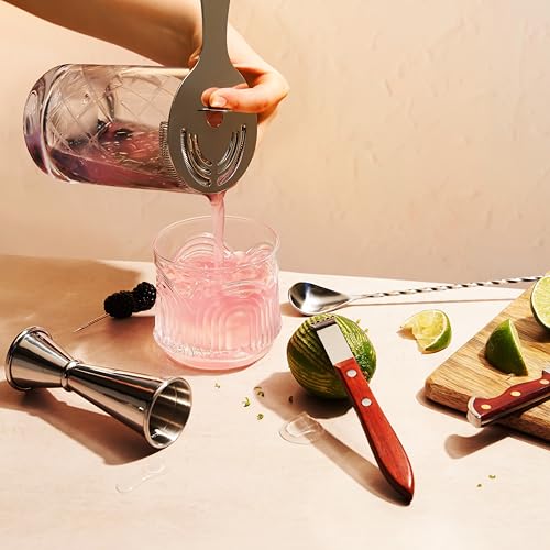 Image of Viski Citrus Zester, Acacia Wood Handle, Lemon Zester Bar Tool, Stainless Steel Citrus Zester, Riveted Base, Set of 1