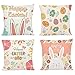 LOPAE Lot de 4 housses de coussin de Pâques en forme d'œuf de lapin pour bureau, canapé, canapé