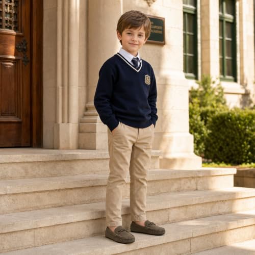Image of Miamooi Toddler Boys Girls Wedding Dress Shoes Little Kid Slip On Loafers School Uniform Moccasins Walking Shoe