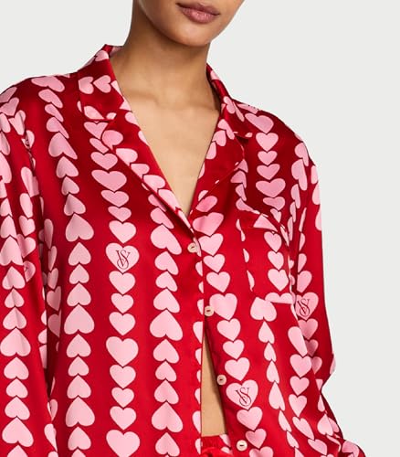 Image of Victoria's Secret Satin Pajama Set, Long Sleeve Button Down Shirt & Pants, Sleepwear for Women (XS-XXL)