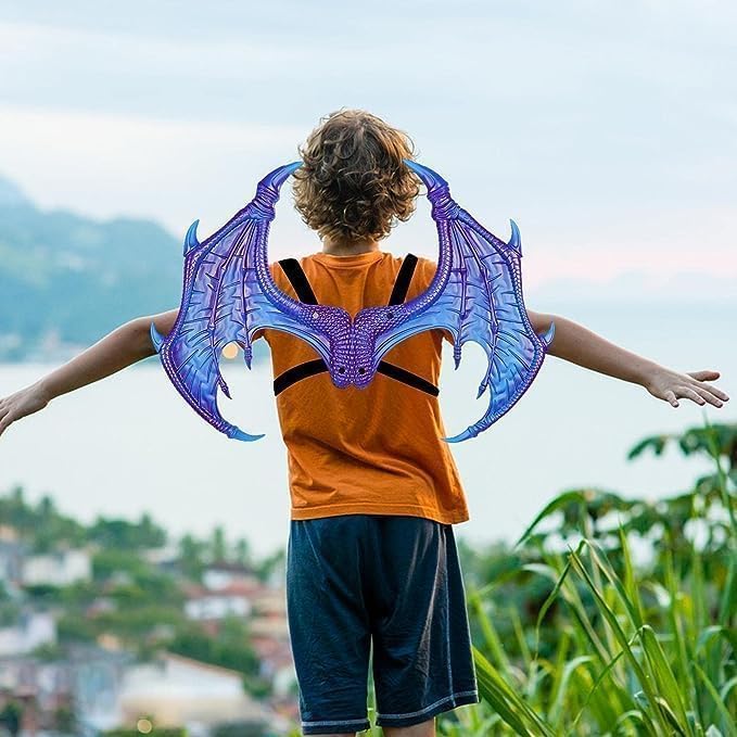 Disfraz infantil de dinosaurio con alas, cola y máscara miniatura 6